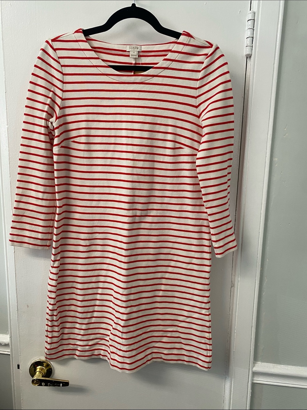 J. Crew White and Red Striped Cotton Mini Dress